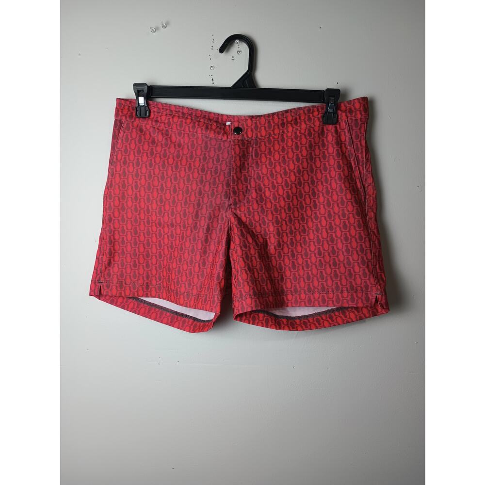 Radical Element Men's Short Swim Trunks Red Vacation Beach Lined Size 34